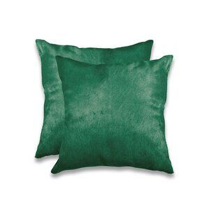 Natural Home Decor Torino Cowhide Pillow | 2-Piece | Verde | 18"x18"